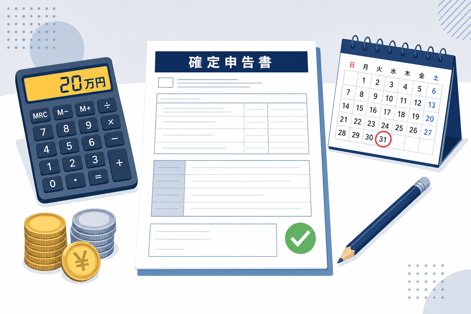 確定申告のイメージ(書類と電卓のシーン)