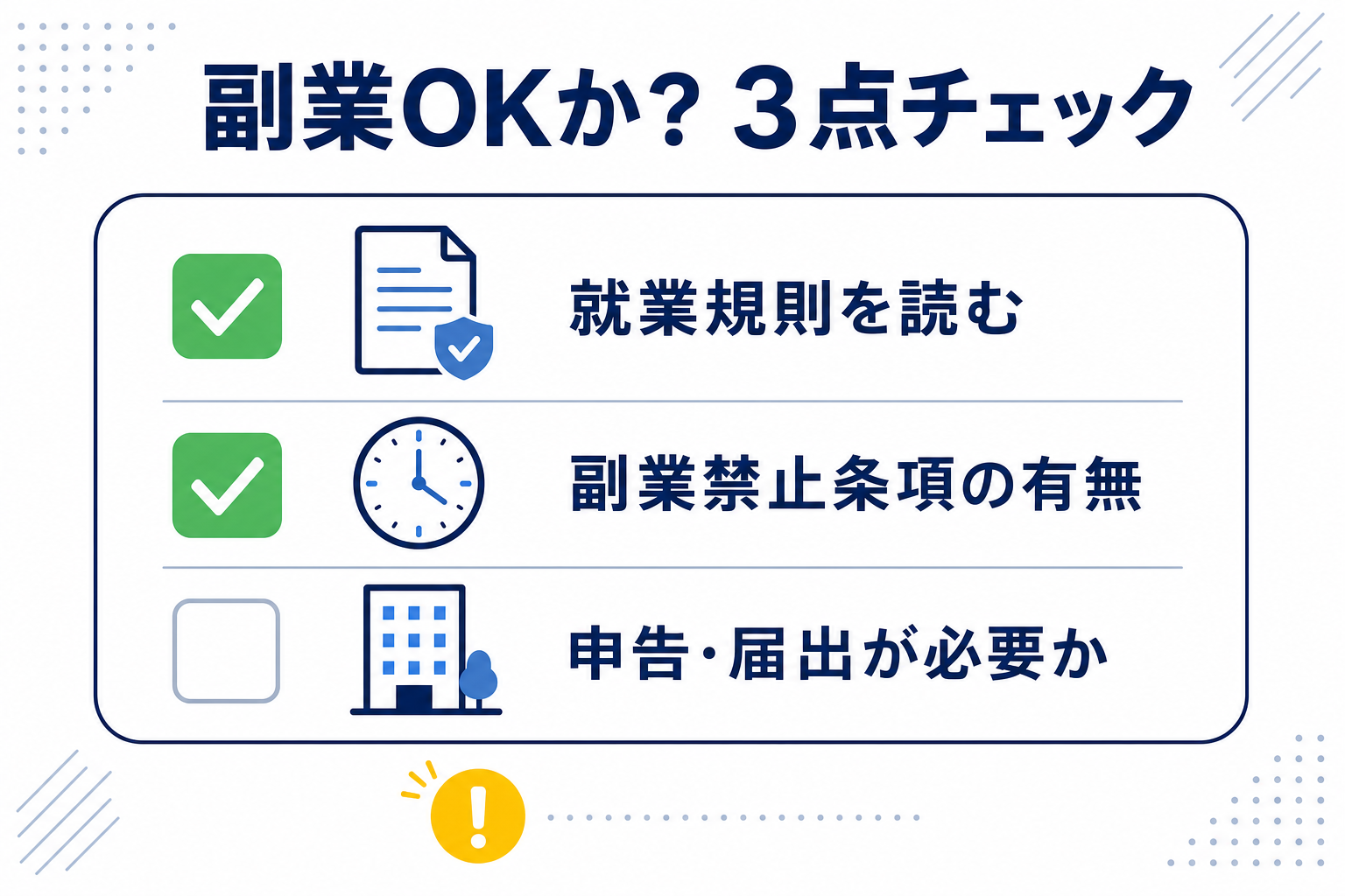 副業に関する就業規則チェックリストのイメージ