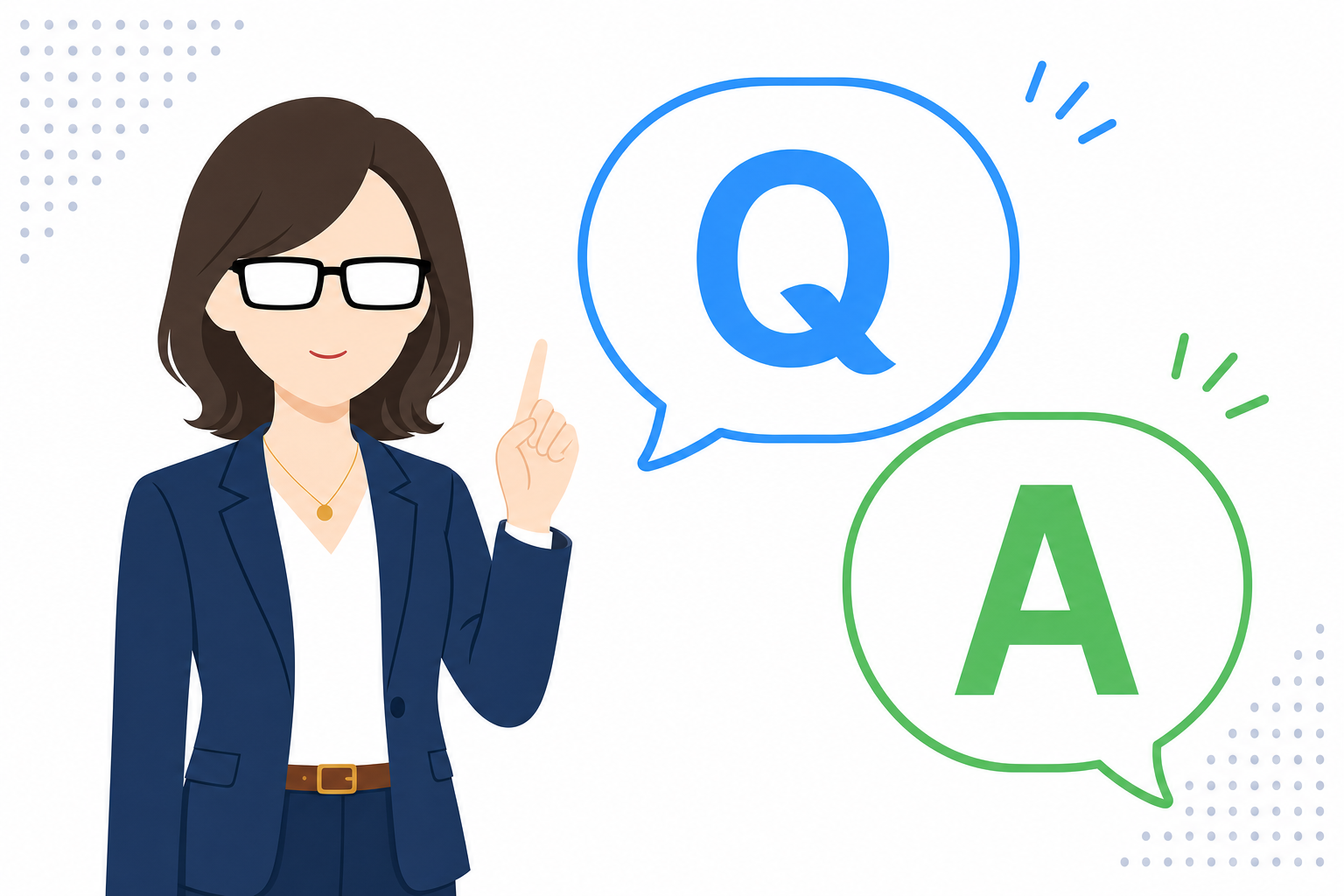 Q&Aをテーマにしたフレンドリーな対話のイメージ