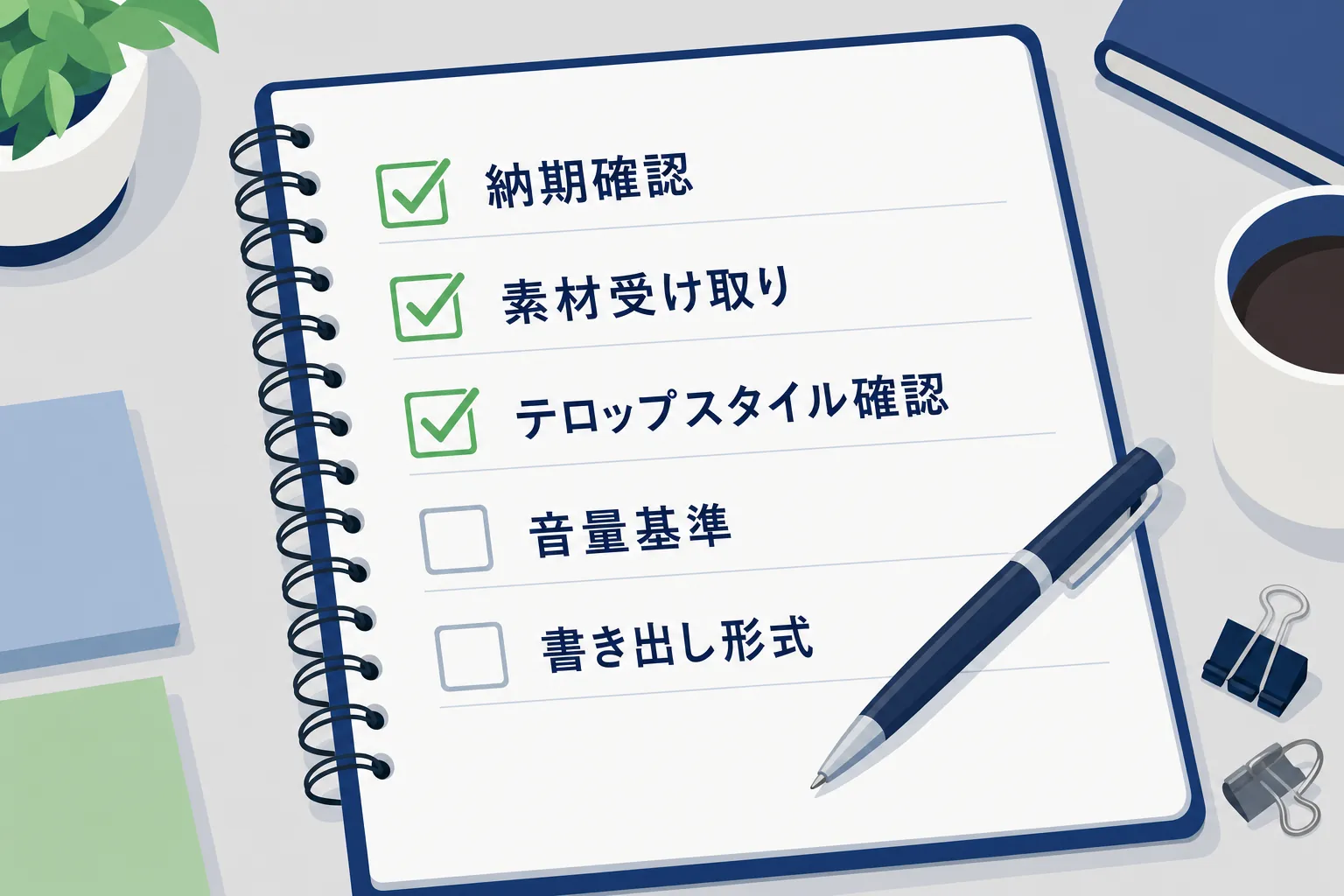 作業前に確認事項をチェックリストにまとめている手元