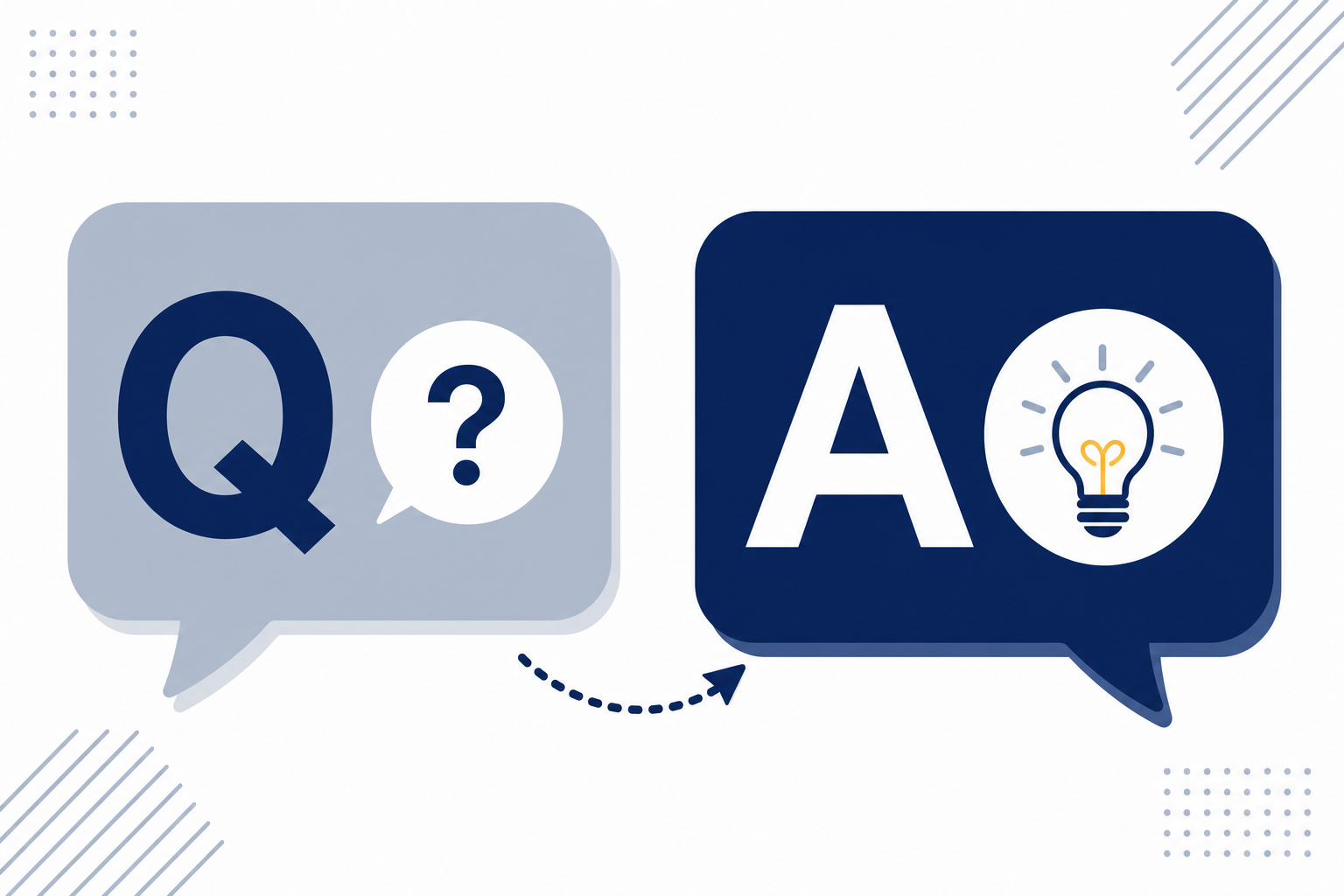 Q&A形式のイメージ。吹き出しで質問と回答が並んでいる