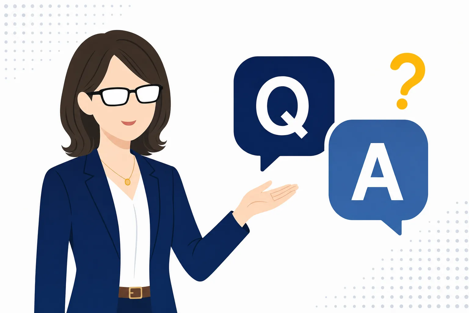 Q&Aのバルーンが並んだシンプルなイラスト