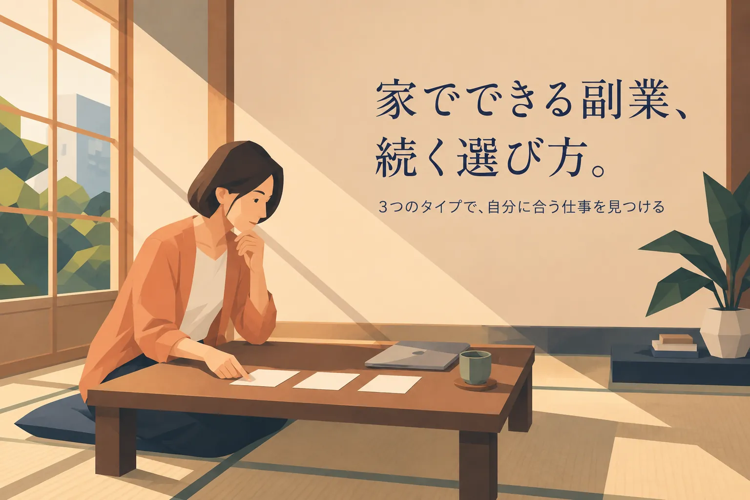 家でできる副業の選び方｜3タイプの特徴と続く人・挫折する人の違い