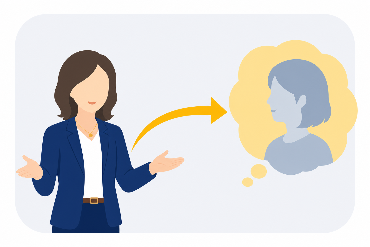 「届けたい誰か」の顔が浮かぶイメージ。温かみのあるイラスト
