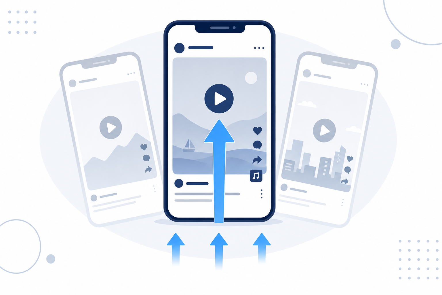 ショート動画を次々スワイプする様子のイラスト