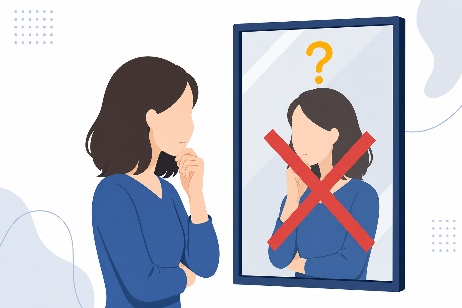 「向いていない」という思い込みと向き合う人のイラスト