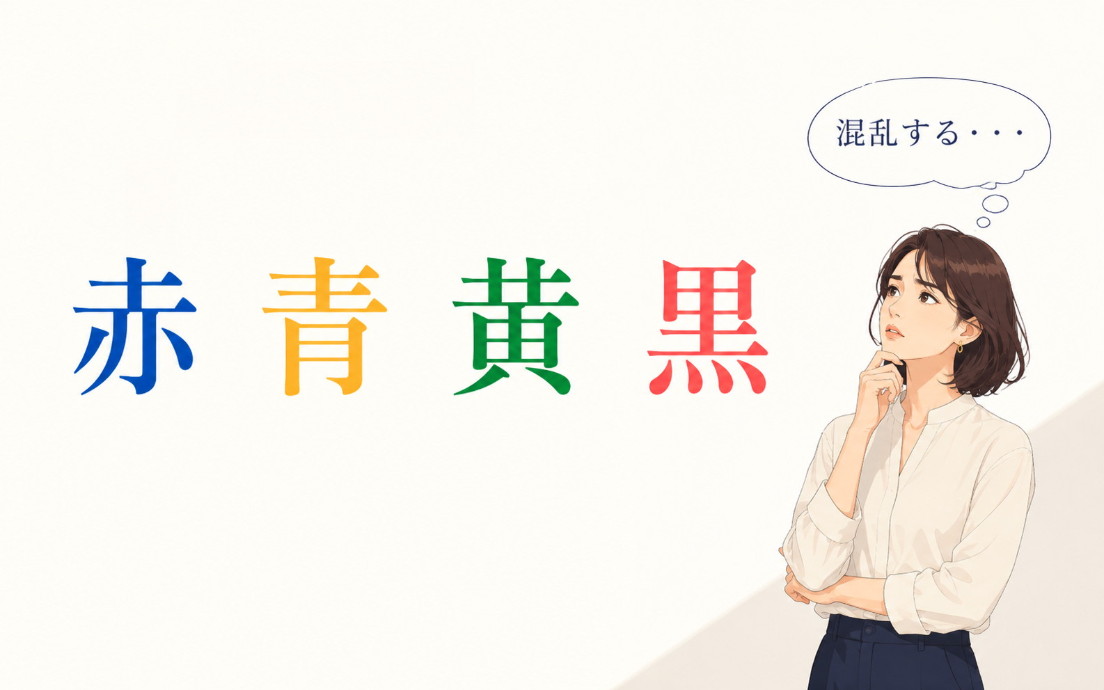 文字の意味と文字色が食い違うストループ実演
