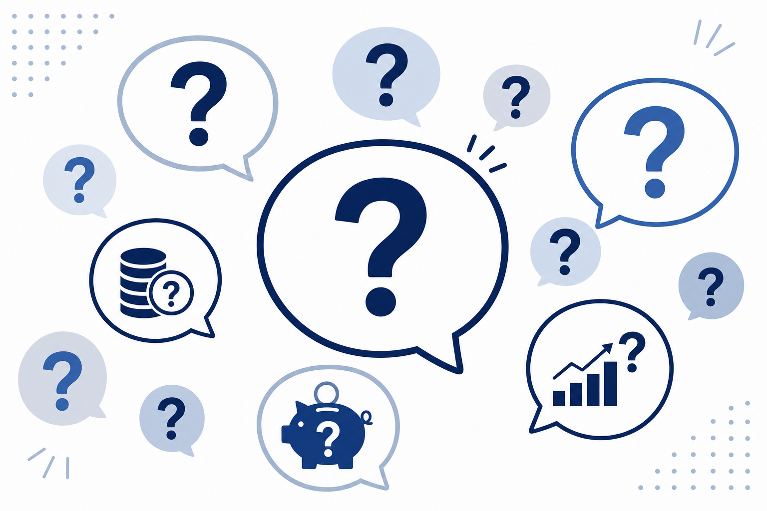 ?マークが浮かぶ、FAQ・よくある疑問のイメージ
