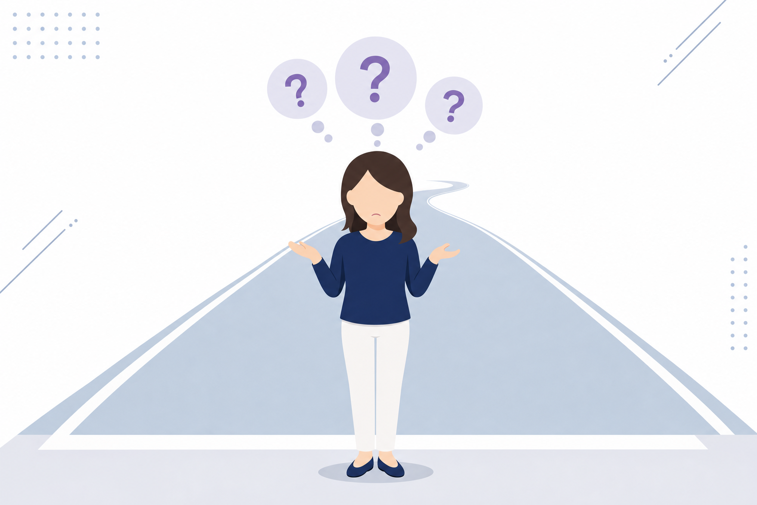 完璧なスタートラインを待ちながら動けずにいる人のイラスト