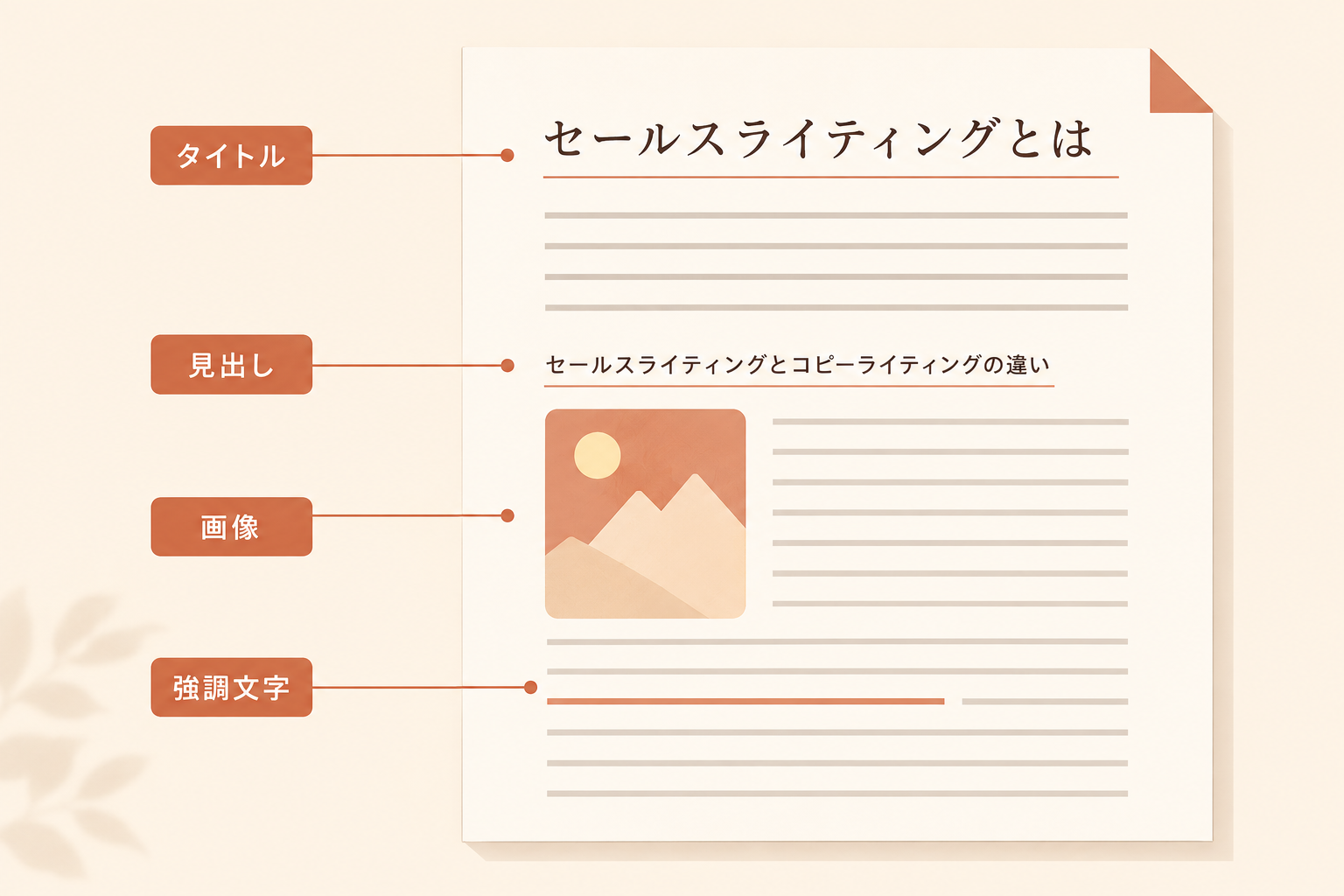 文章の構成要素を示す記事の模式図