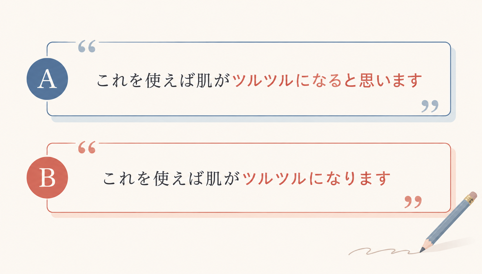 断言する文章と曖昧な文章の比較
