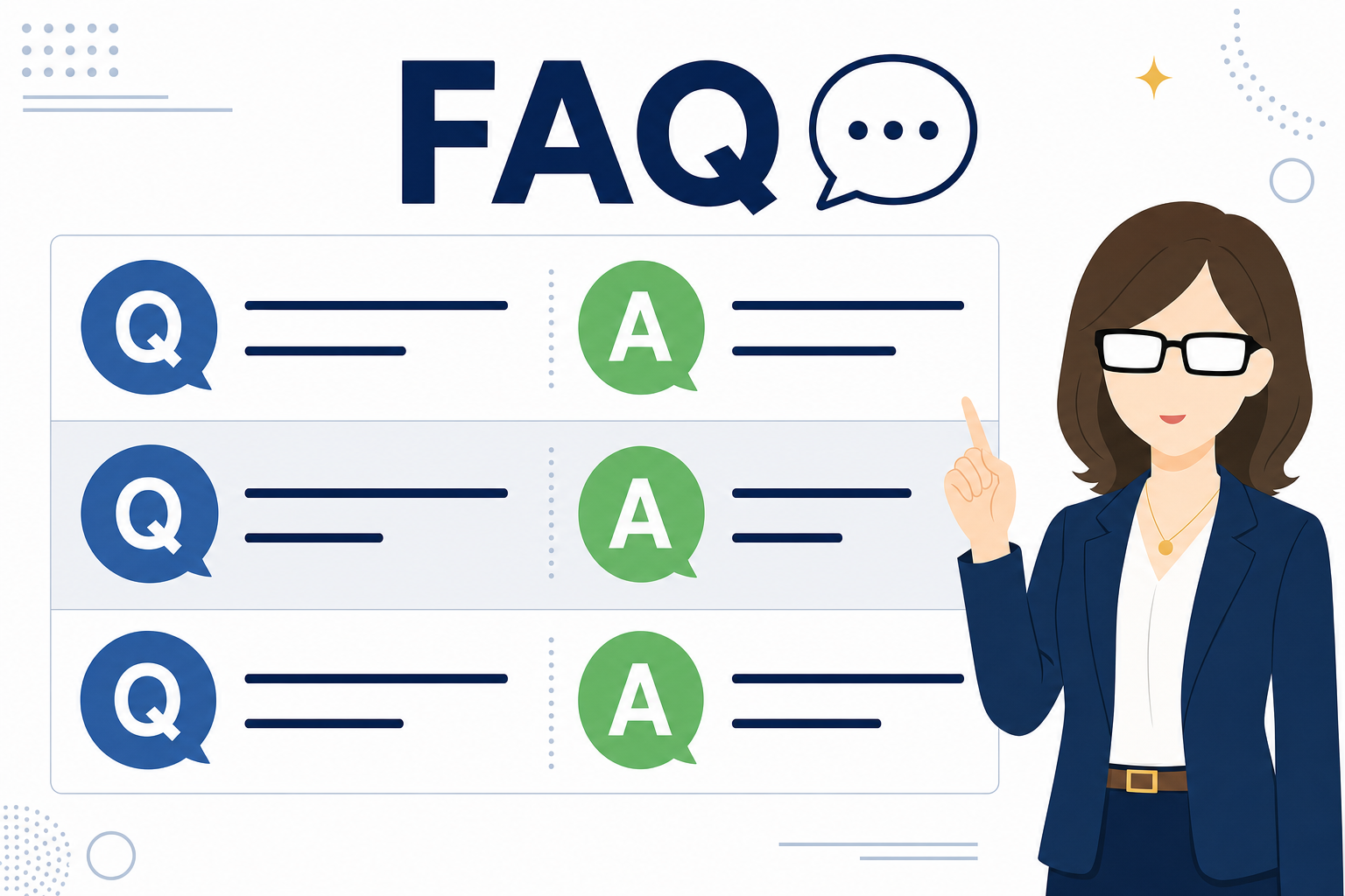 FAQのイメージ。Q&Aが整然と並んだインフォグラフィック