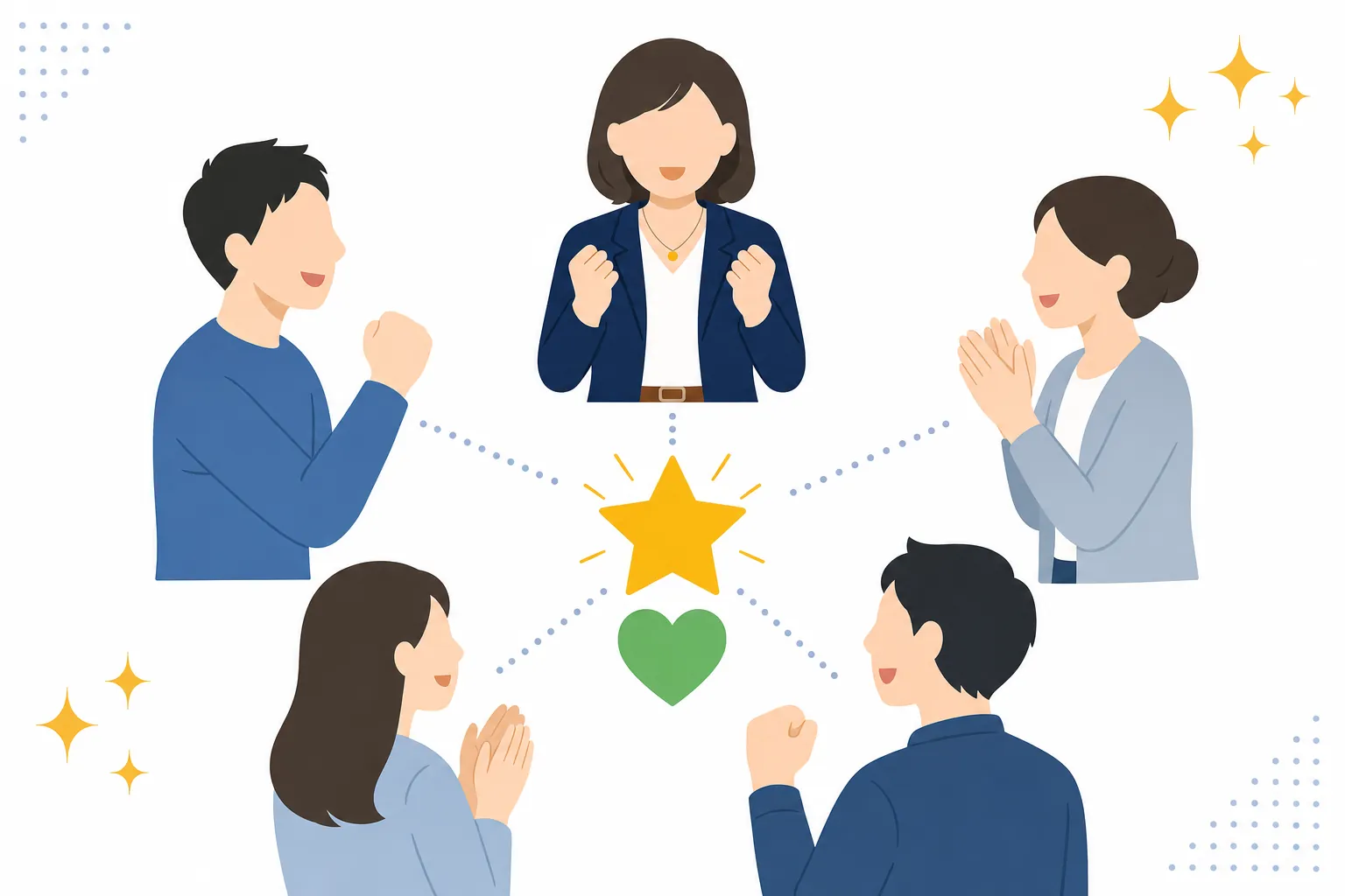 少人数でもファンが応援してくれるコミュニティを描いたあたたかいイラスト