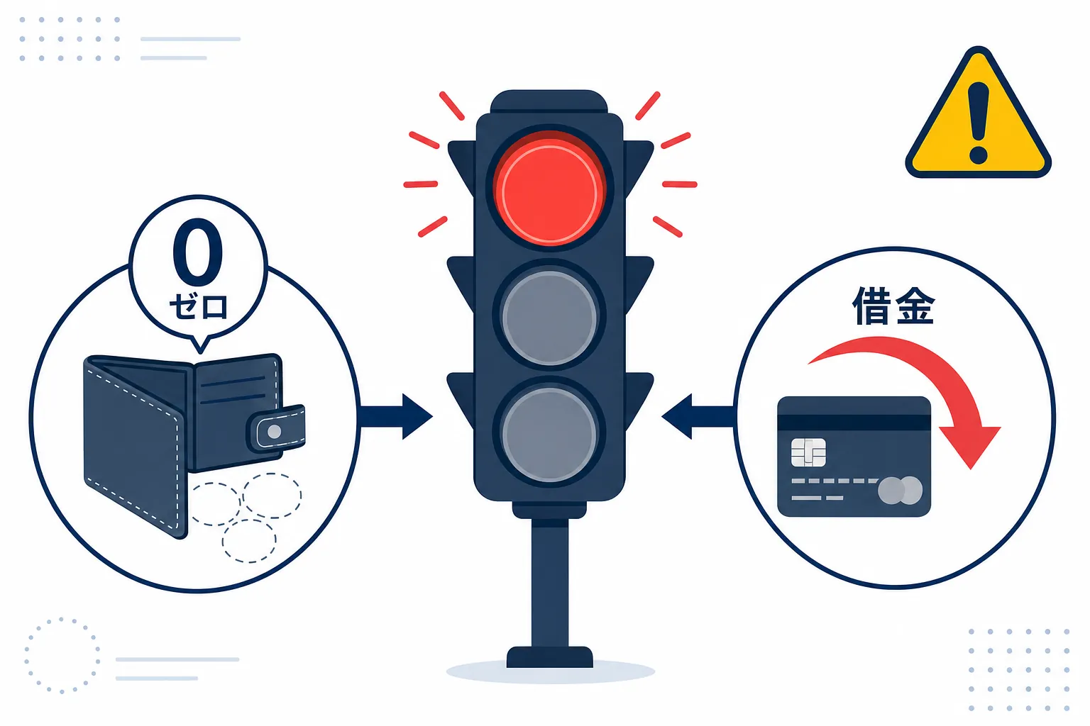 「まだ稼いでいないのに借金をすすめられる」状況に赤信号が点灯しているイラスト