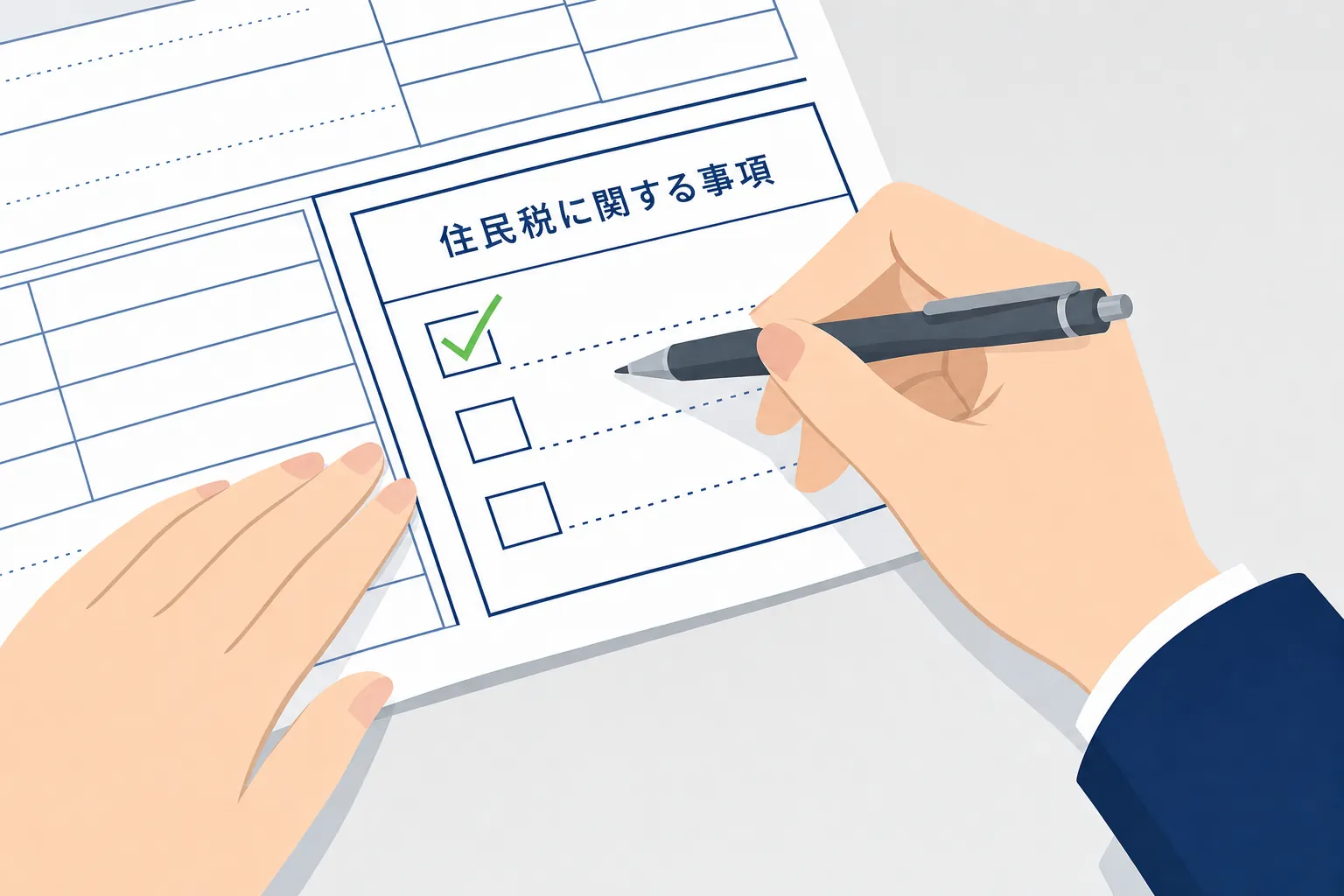 確定申告書第二表の「住民税に関する事項」の欄にチェックを入れる手元