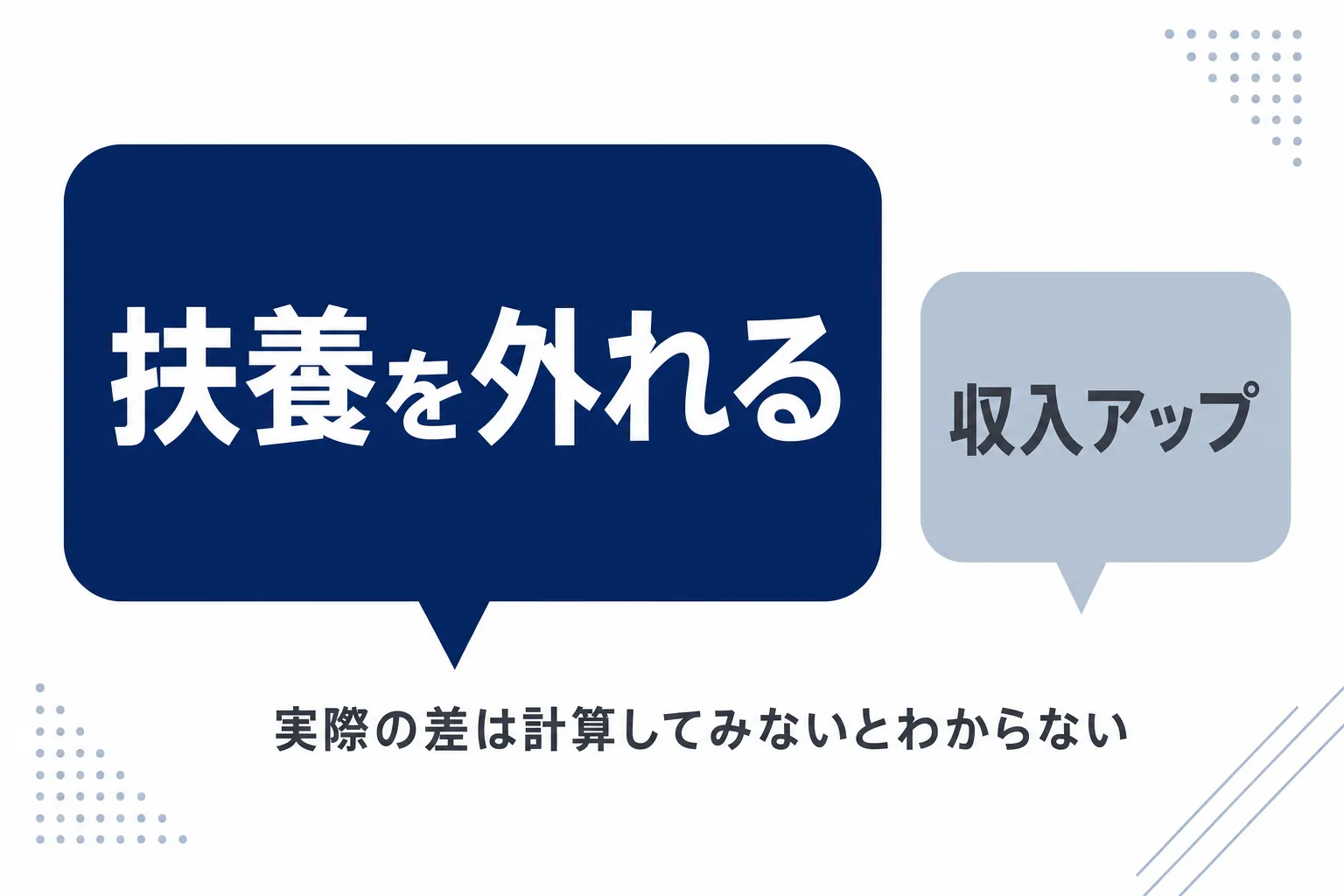 「扶養を外れる」という文字だけが大きく、「収入アップ」の文字が小さく描かれた吹き出しのイラスト