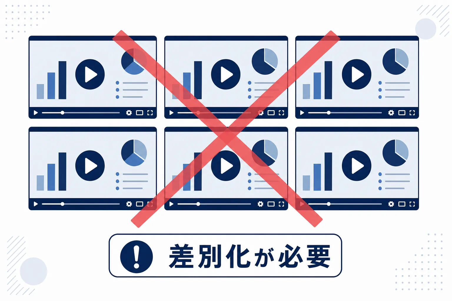 同じ形のサムネイルがずらりと並び、そこに「×」印がついたイメージ図