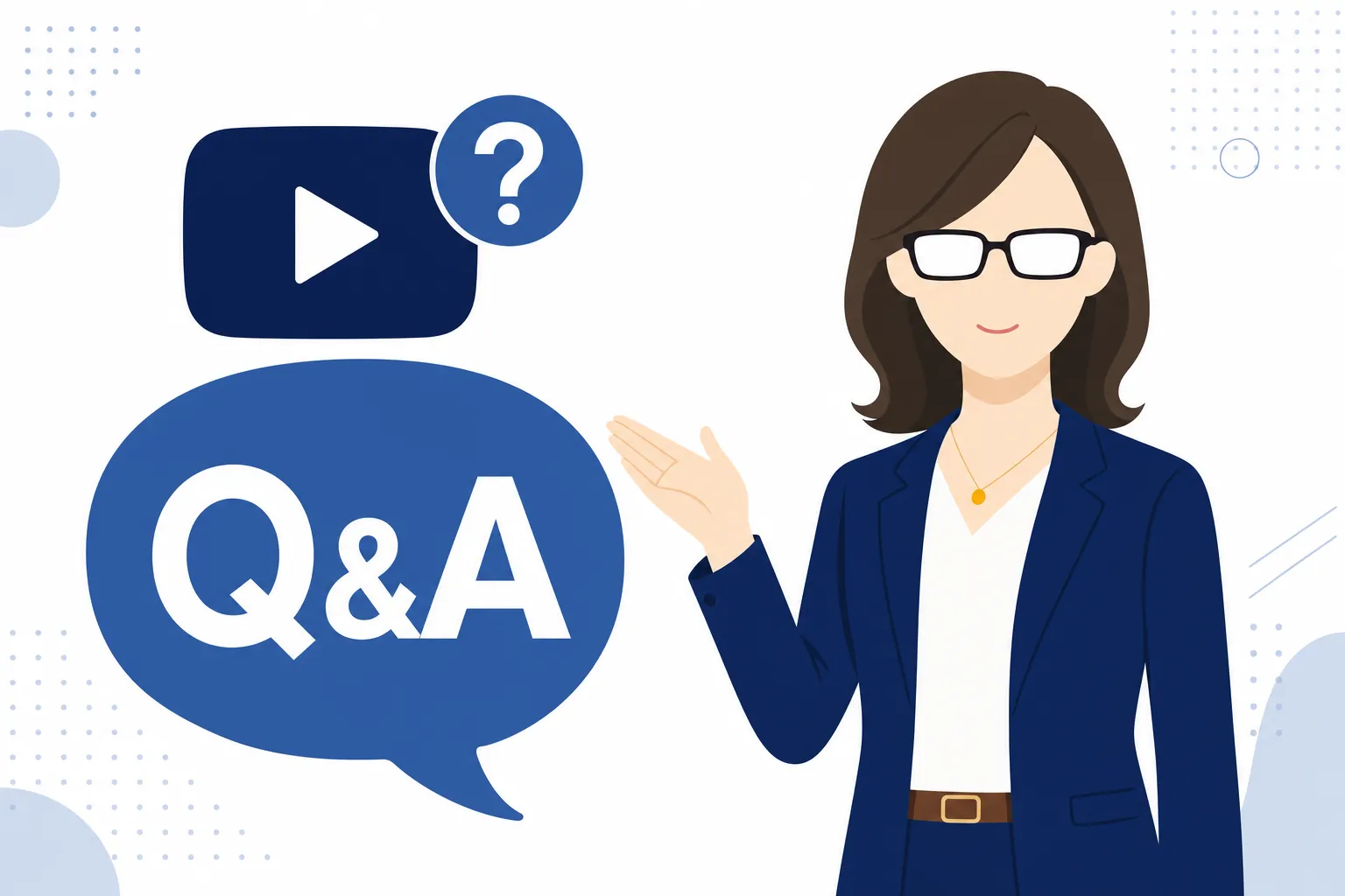 「Q&A」と書かれた吹き出しと、YouTubeの再生ボタンアイコンを組み合わせたイラスト